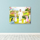 Jezus Christus en de Maagd Mary Regina Coeli Canvas Afdruk (Insitu (Houten vloer))