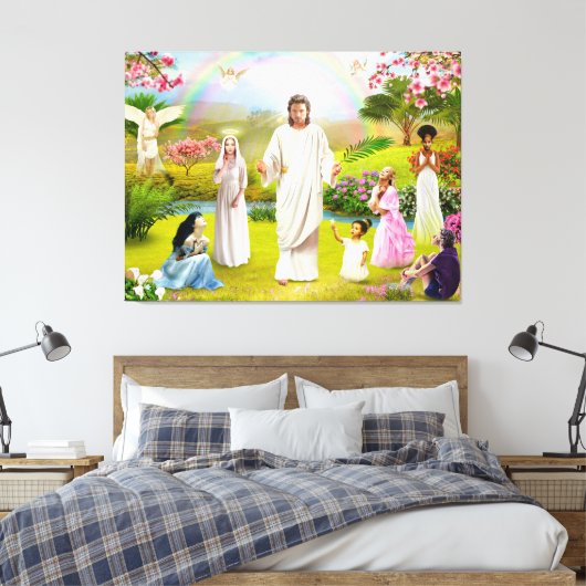 Jezus Christus en de Maagd Mary Regina Coeli Canvas Afdruk (Insitu (Slaapkamer))