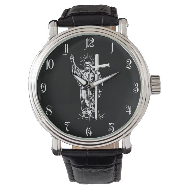 Jezus Christus en een kruis Horloge (Voorkant)