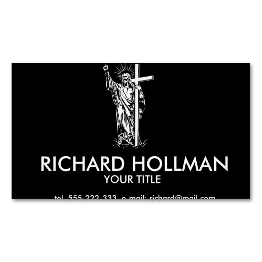 Jezus Christus en een kruis Magnetisch Visitekaartje (Voorkant)