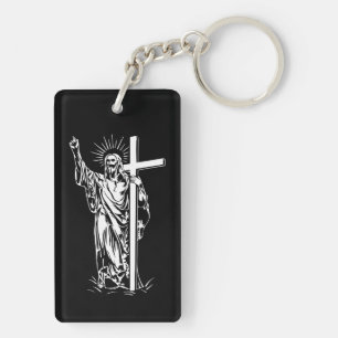 Jezus Christus en een kruis Sleutelhanger