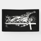 Jezus Christus en een kruis Spandoek (Horizontaal)