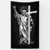 Jezus Christus en een kruis Spandoek (Verticaal)