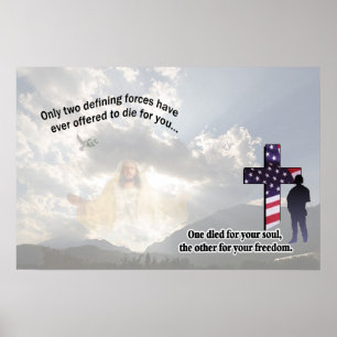 Jezus Christus en het Amerikaanse Soldaat Poster