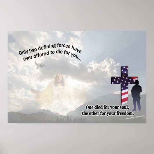 Jezus Christus en het Amerikaanse Soldaat Poster (Voorkant)