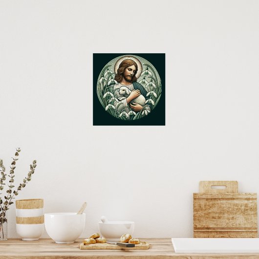 Jezus Christus en het Lam Paaszondag Poster (Keuken)