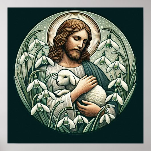Jezus Christus en het Lam Paaszondag Poster (Voorkant)