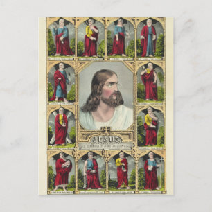Jezus Christus en het Twelve Apostles christendom Briefkaart