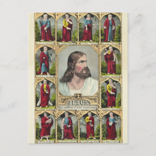 Jezus Christus en het Twelve Apostles christendom Briefkaart (Voorkant)