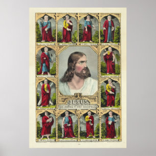 Jezus Christus en het Twelve Apostles christendom Poster