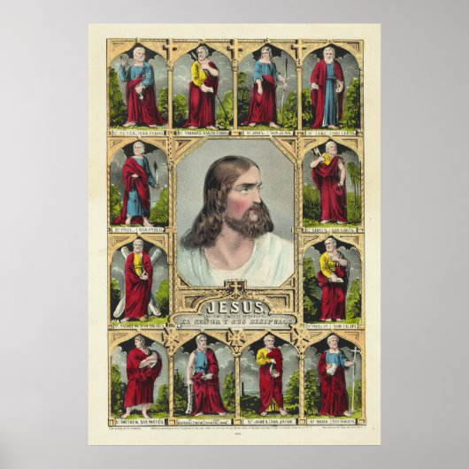 Jezus Christus en het Twelve Apostles christendom Poster (Voorkant)
