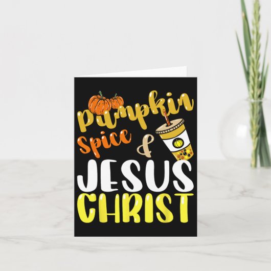 Jezus Christus en Pumpkin Herfst Koffee Kaart (Voorkant)