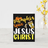 Jezus Christus en Pumpkin Herfst Koffee Kaart (Gele Bloem)
