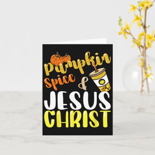 Jezus Christus en Pumpkin Herfst Koffee Kaart (Gele Bloem)