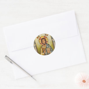 Jezus Christus Evangeliën Icoon van het Nieuwe Tes Ronde Sticker