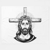 Jezus Christus Fleece Deken (Voorkant (Horizontaal))