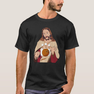 Jezus Christus Funny Bowling Ball Pins Bowler Reli T-shirt