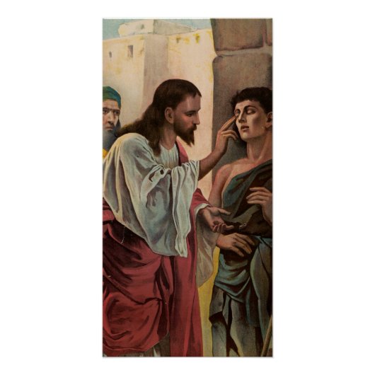 Jezus Christus geneest de blinde man Perfect Poster (Voorkant)