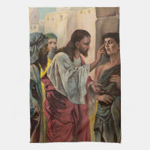 Jezus Christus geneest de blinde man Theedoek (Verticaal)
