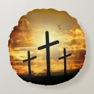 Jezus Christus Gezegende Maagd Mary Dove Calvery Rond Kussen