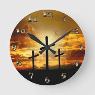 Jezus Christus Gezegende Maagd Mary Dove Calvery Ronde Klok