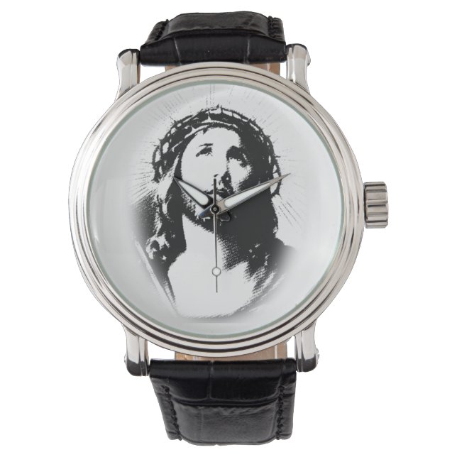 Jezus Christus gezicht stencil horloge (Voorkant)