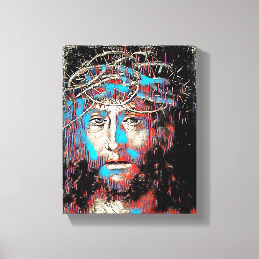 Jezus Christus gezicht Thorn Abstract schilderen Canvas Afdruk (Voorkant)