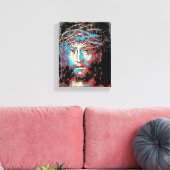 Jezus Christus gezicht Thorn Abstract schilderen Canvas Afdruk (Insitu (Woonkamer))