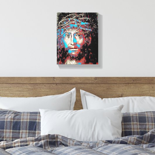 Jezus Christus gezicht Thorn Abstract schilderen Canvas Afdruk (Insitu (Slaapkamer))