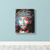 Jezus Christus gezicht Thorn Abstract schilderen Canvas Afdruk (Insitu (Houten vloer))