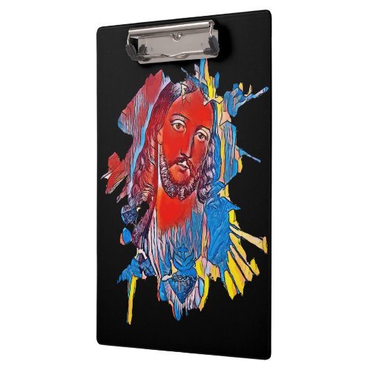 Jezus Christus Gezichtsheilig hart Abstracte kunst Klembord (Links)