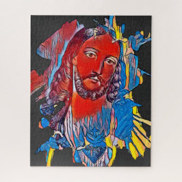 Jezus Christus Gezichtsheilig hart Abstracte kunst Legpuzzel