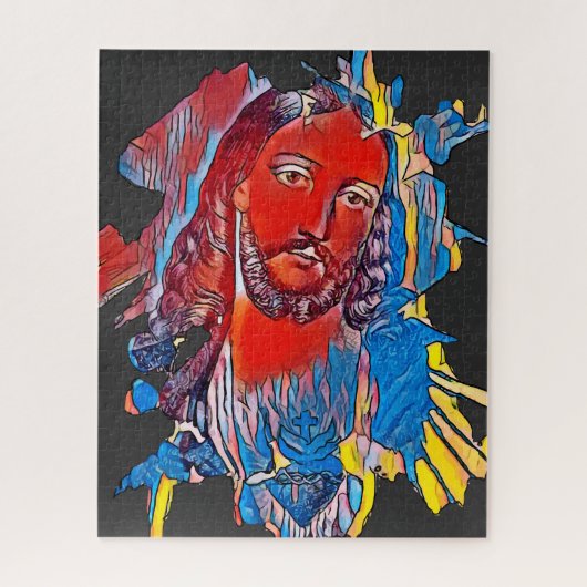 Jezus Christus Gezichtsheilig hart Abstracte kunst Legpuzzel (Verticaal)