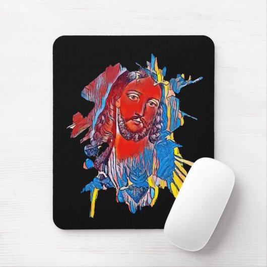 Jezus Christus Gezichtsheilig hart Abstracte kunst Muismat (Met muis)