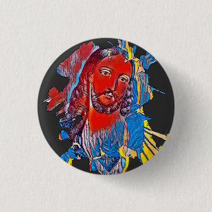 Jezus Christus Gezichtsheilig hart Abstracte kunst Ronde Button 3,2 Cm