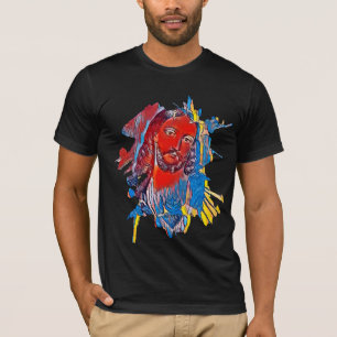 Jezus Christus Gezichtsheilig hart Abstracte kunst T-shirt