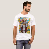 Jezus Christus Glas in lood Mural T-Shirt (Voorkant volledig)