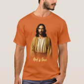 Jezus Christus God is Liefde Slogan Basic Donker T T-shirt (Voorkant)