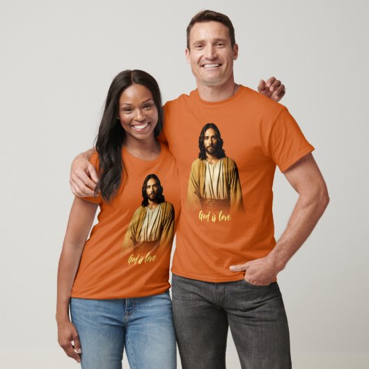 Jezus Christus God is Liefde Slogan Basic Donker T T-shirt (Unisex)