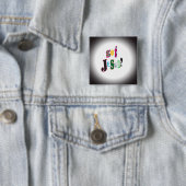 Jezus Christus God Zwarte Ovaal Abstract Vierkante Button 5,1 Cm (In situ)