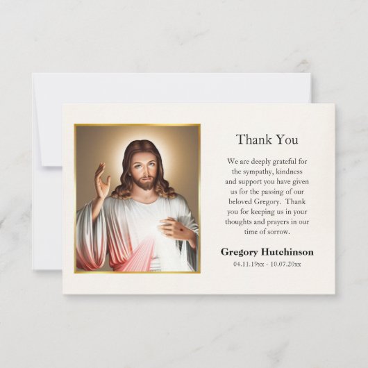 Jezus Christus Goddelijke Barmhartigheid Katholiek Bedankkaart (Voorkant)