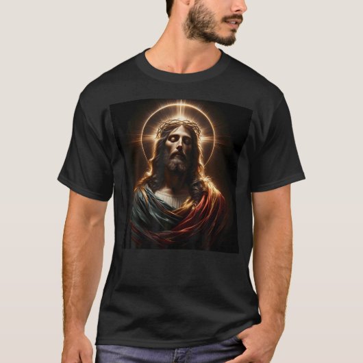 Jezus Christus Goddelijke Doornenkroon Christelijk T-shirt (Voorkant)