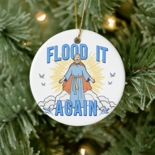 Jezus Christus Grappig overstroming het weer kerst Keramisch Ornament