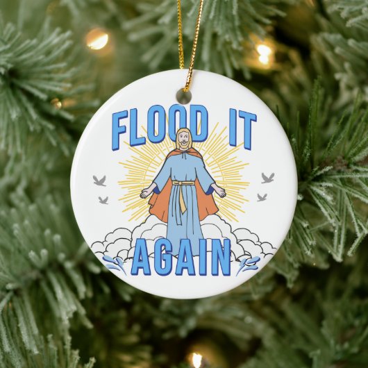 Jezus Christus Grappig overstroming het weer kerst Keramisch Ornament (Boom)