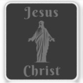 Jezus Christus (grijs op zwart) Sticker (Voorkant)