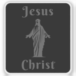 Jezus Christus (grijs op zwart) Sticker