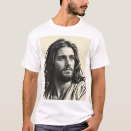 Jezus Christus – handgemaakt houtskoolportret T-shirt