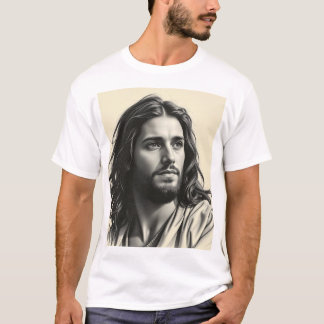 Jezus Christus – handgemaakt houtskoolportret T-shirt
