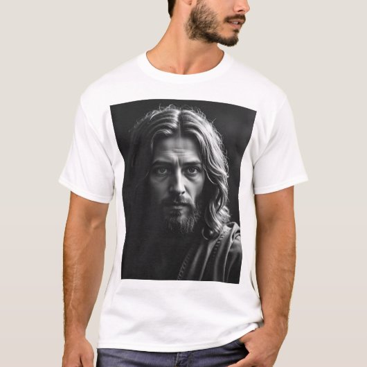 Jezus Christus – handgemaakt houtskoolportret T-shirt (Voorkant)