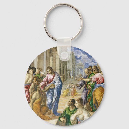 Jezus Christus Healing the Blind Religious Art Sleutelhanger (Voorkant)
